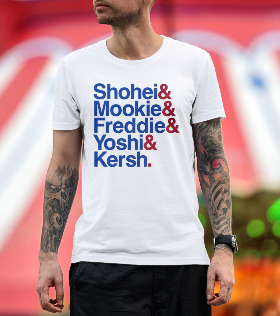 Shohei Mookie Freddie Yoshi Kersh Los Angeles Dodgers Baseball Ampersand Stars 2025 T-Shirt