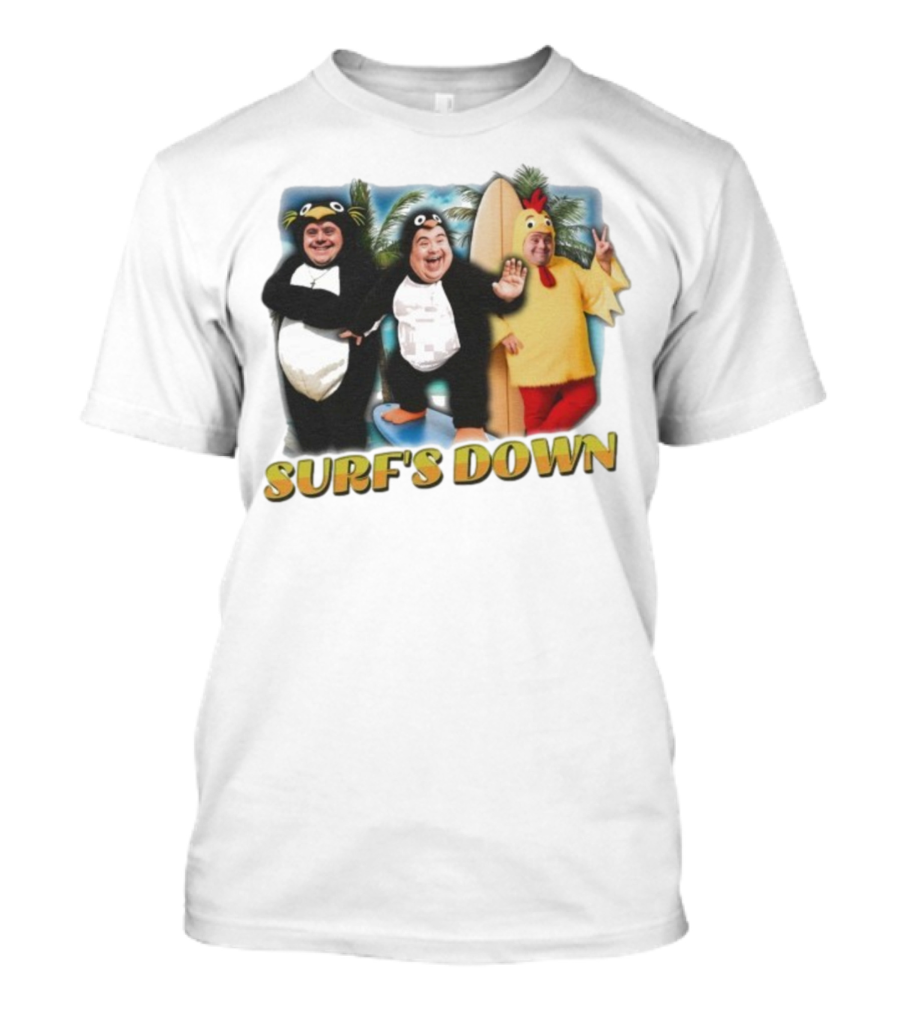 "Surf’s Down Penguin And Chicken Costume Fun" T-Shirt