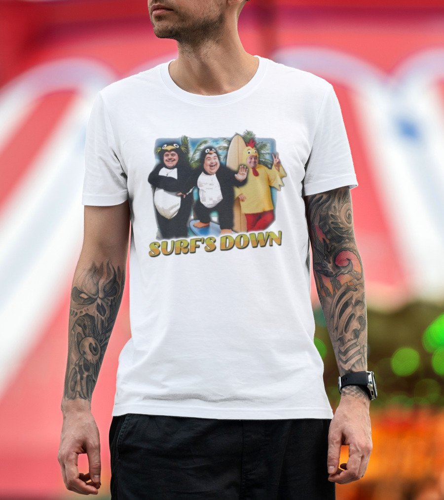 "Surf’s Down Penguin And Chicken Costume Fun" T-Shirt