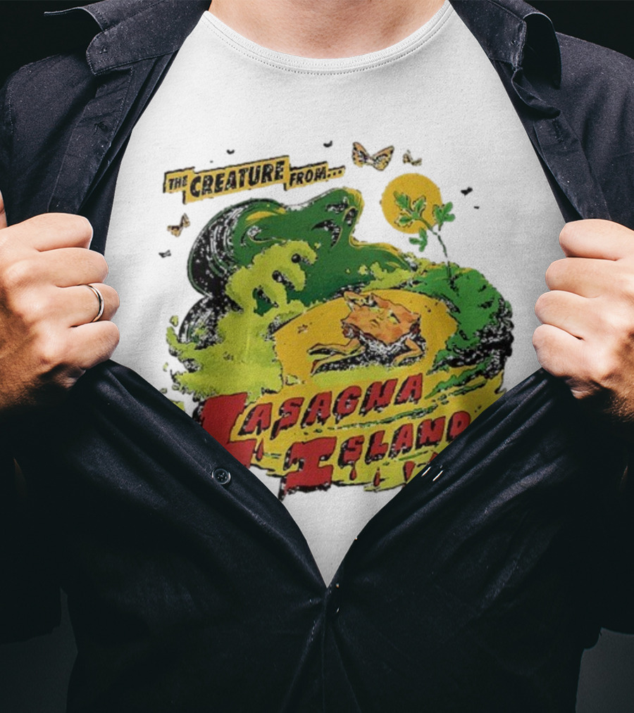 The Creature From Lasagna Island Vintage Horror Design October 2025 T-Shirt