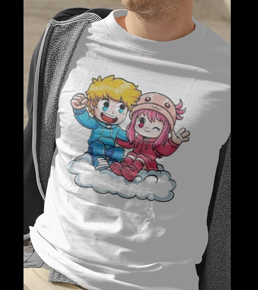 Ukri Et Lea Bio Cute Cartoon Characters On Cloud T-Shirt