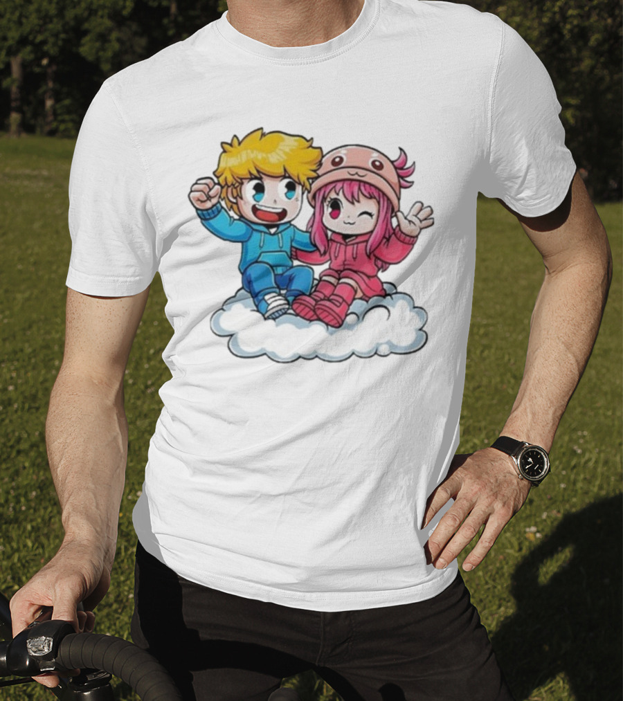 Ukri Et Lea Bio Cute Cartoon Characters On Cloud T-Shirt