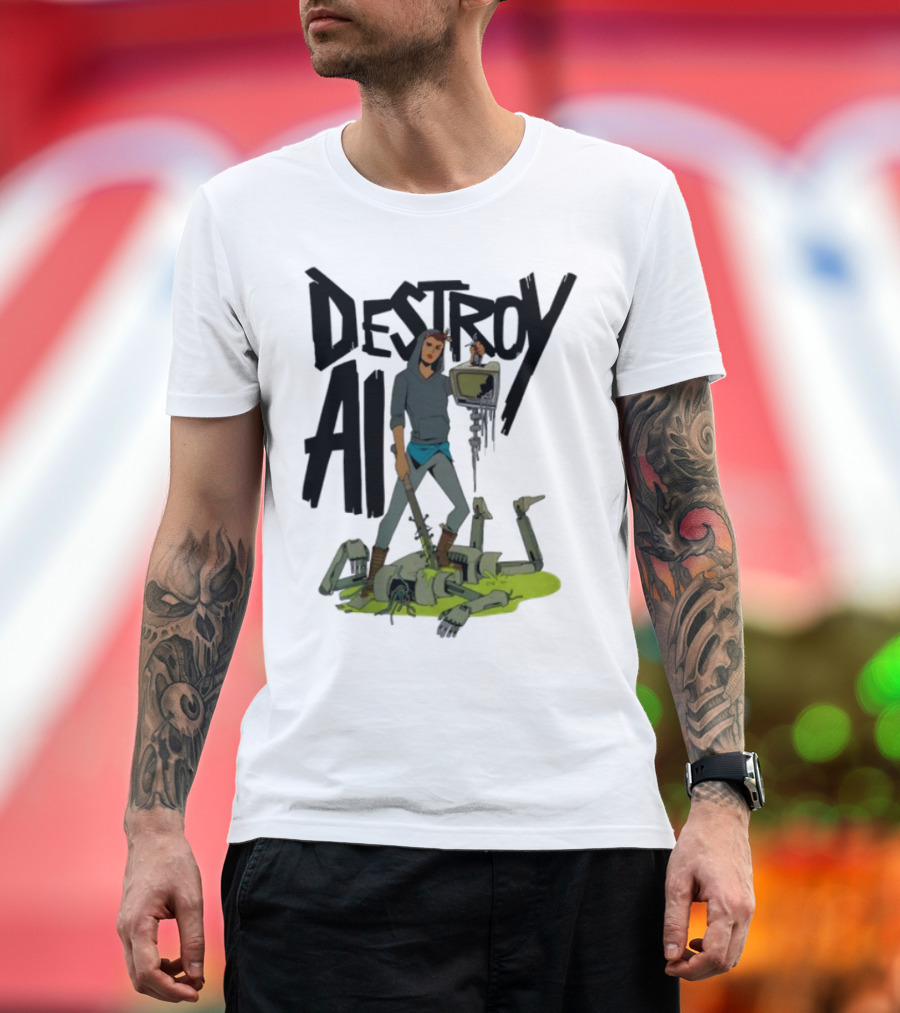 "Aftermath Destroy AI Futuristic Battle Scene" T-Shirt