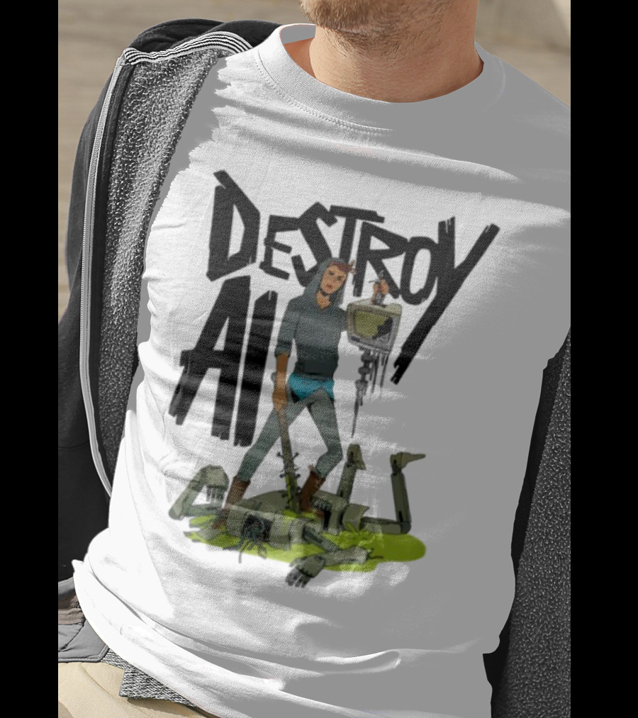 "Aftermath Destroy AI Futuristic Battle Scene" T-Shirt