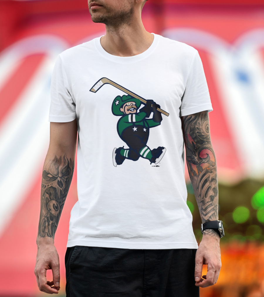 Frisco RoughRiders Dallas Stars Night Mascot Skating Youth Hockey T-Shirt