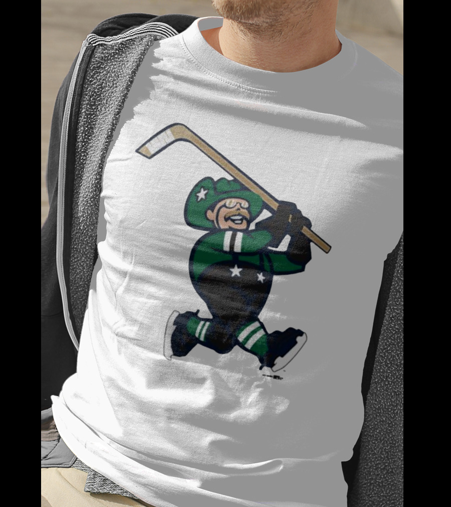 Frisco RoughRiders Dallas Stars Night Mascot Skating Youth Hockey T-Shirt