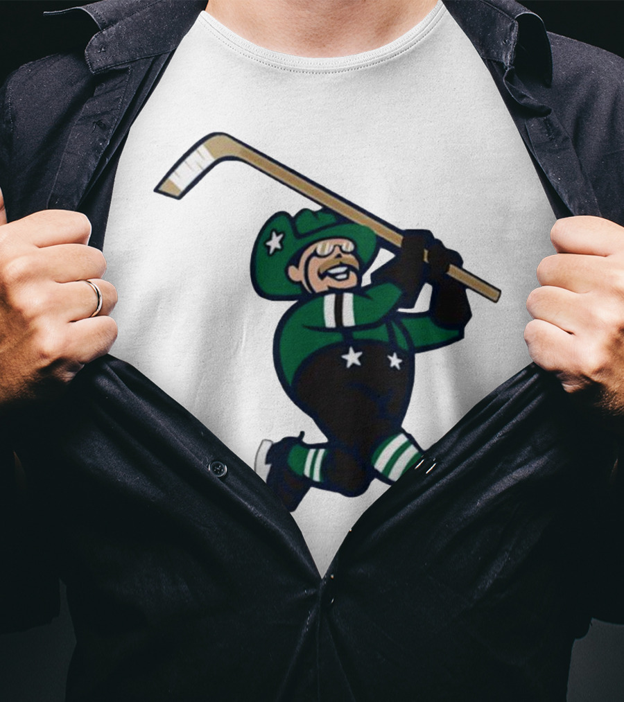 Frisco RoughRiders Dallas Stars Night Mascot Skating Youth Hockey T-Shirt