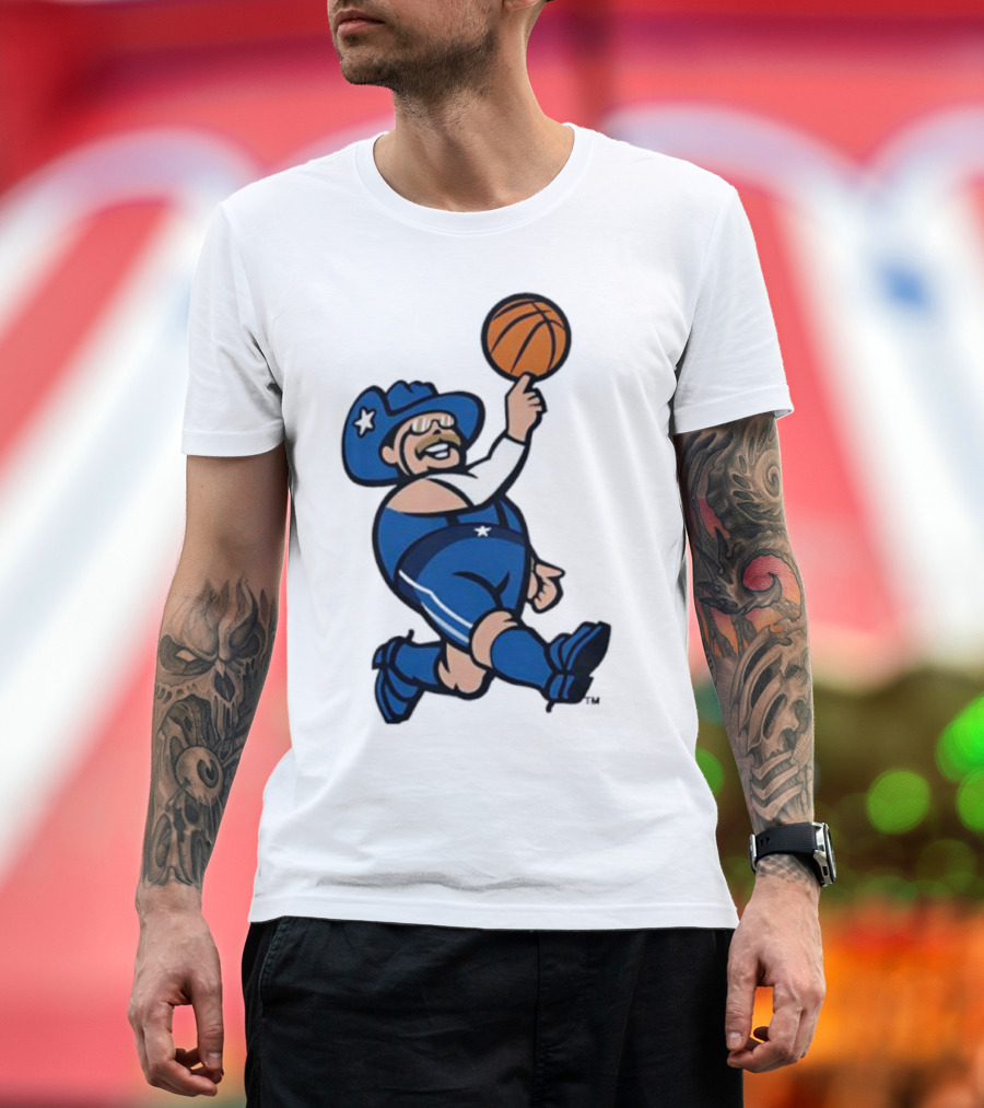 Frisco RoughRiders Dallas Mavericks Crossover Mascot Basketball Cowboy T-Shirt