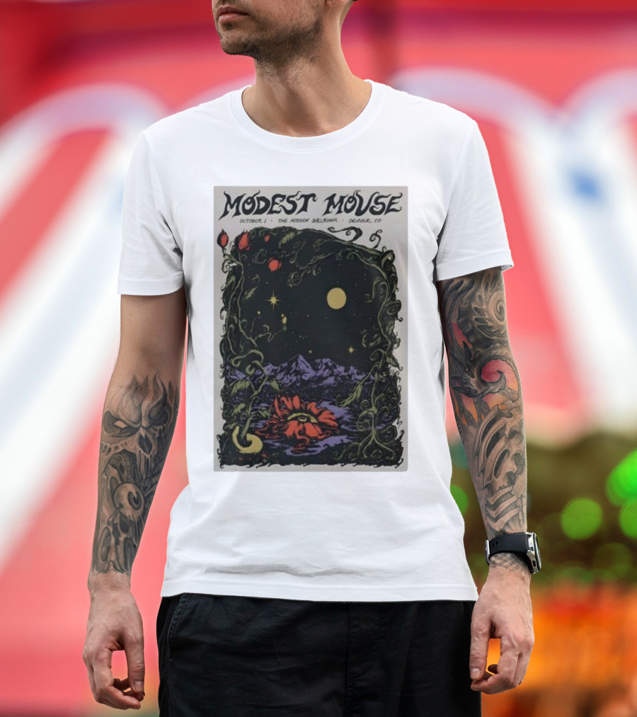 Modest Mouse October 1 The Mission Ballroom Denver CO Moonlit Floral Mountain T-Shirt