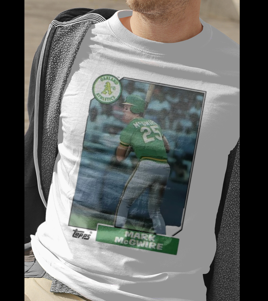 Oakland Athletics Mark McGwire 25 Topps Baseball Player MLB T-Shirt