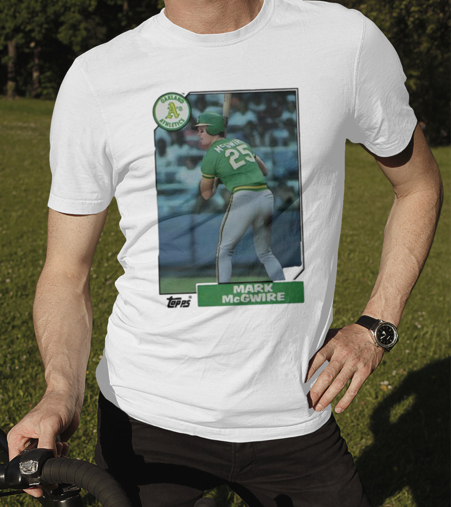 Oakland Athletics Mark McGwire 25 Topps Baseball Player MLB T-Shirt