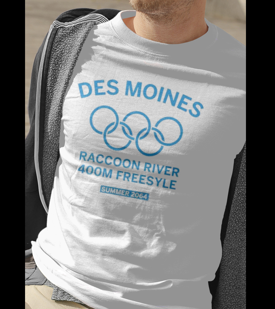 Des Moines Raccoon River 400m Freestyle Summer 2064 Olympic Rings T-Shirt
