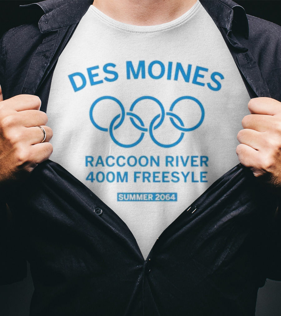 Des Moines Raccoon River 400m Freestyle Summer 2064 Olympic Rings T-Shirt
