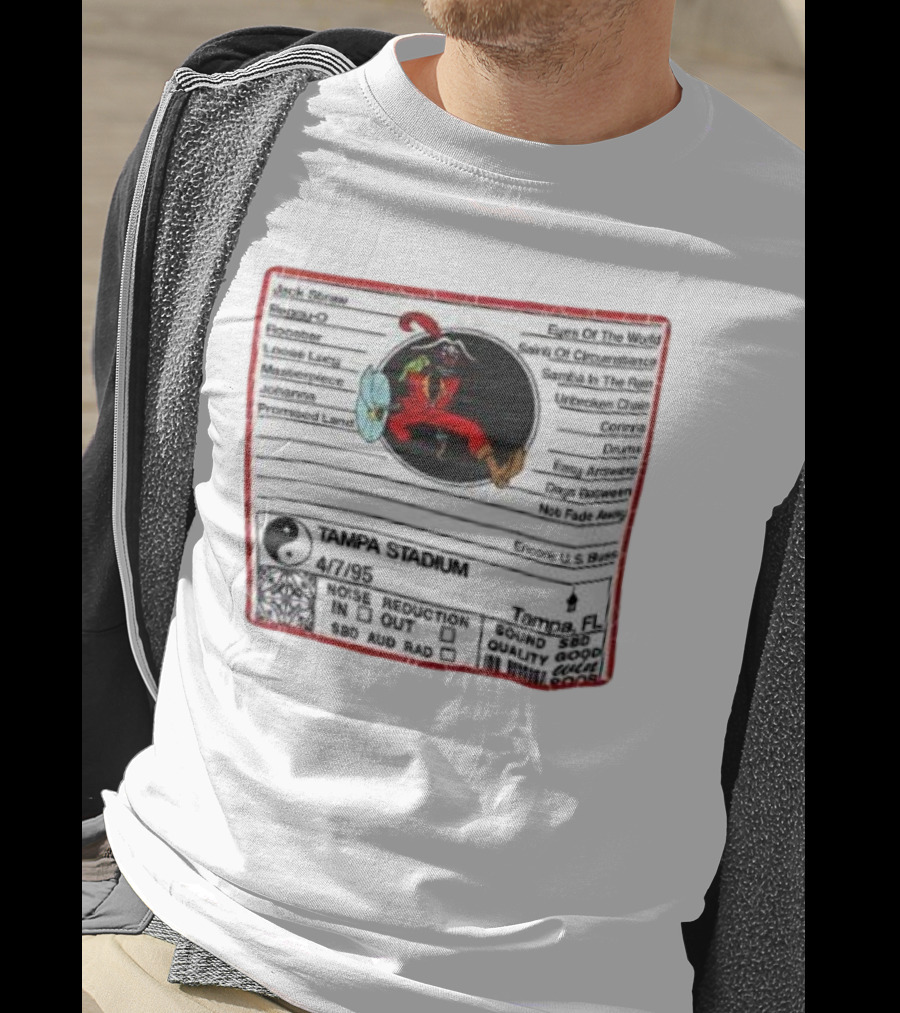 Tampa Stadium Pirate Grateful Dead Tampa Bay Buccaneers 4/7/95 Concert Setlist T-Shirt