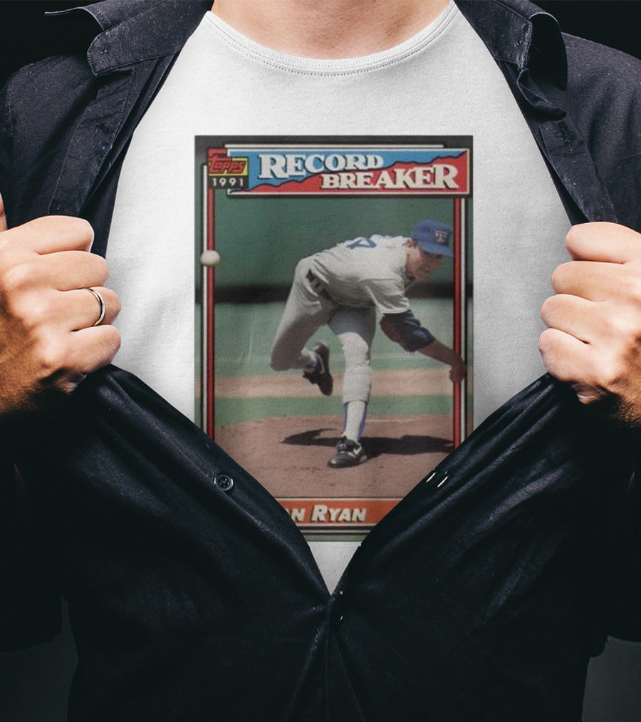 Topps 1991 Nolan Ryan Texas Rangers Record Breaker MLB T-Shirt