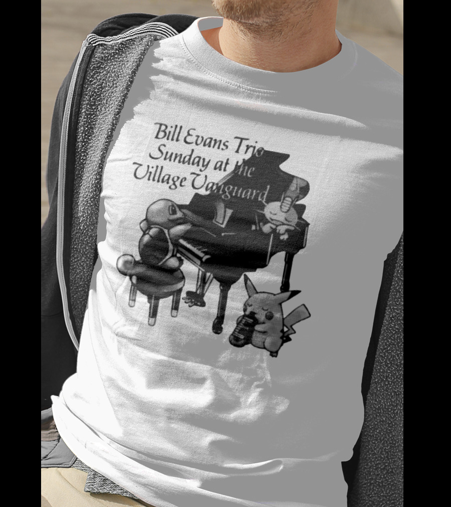 Bill Evans Trio Sunday At The Village Vanguard Pikachu Squirtle Playing Piano T-Shirt