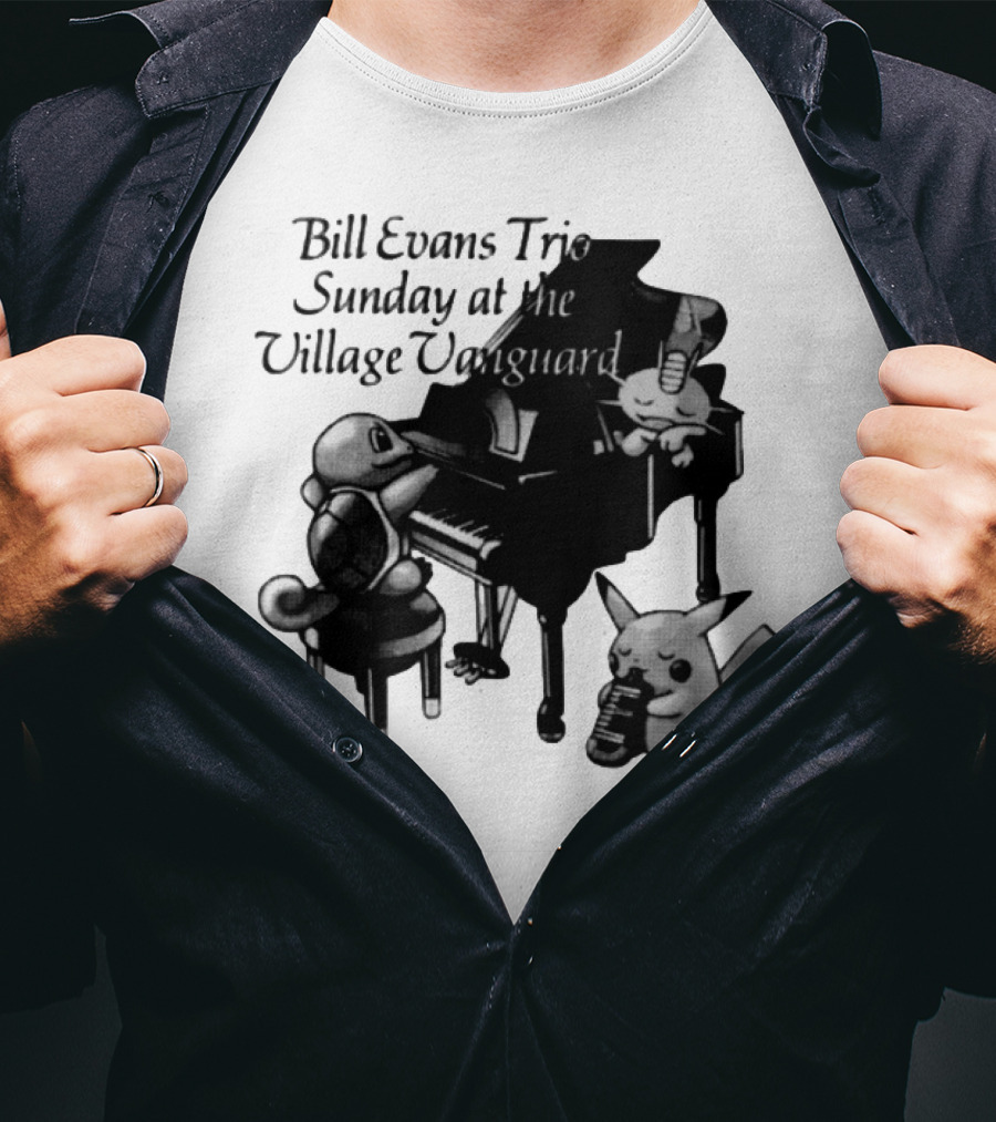 Bill Evans Trio Sunday At The Village Vanguard Pikachu Squirtle Playing Piano T-Shirt