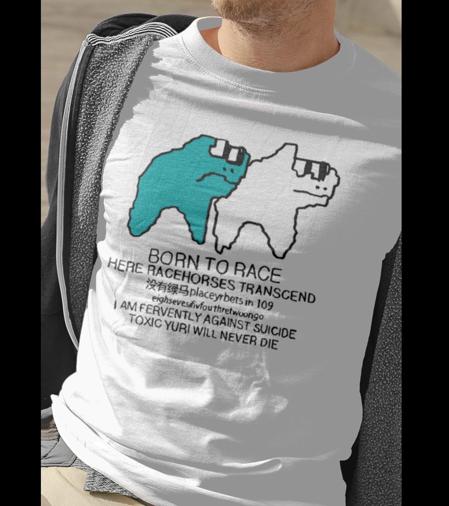 Born To Race Here Racehorses Transcend Dinosaur Sketch Duo T-Shirt