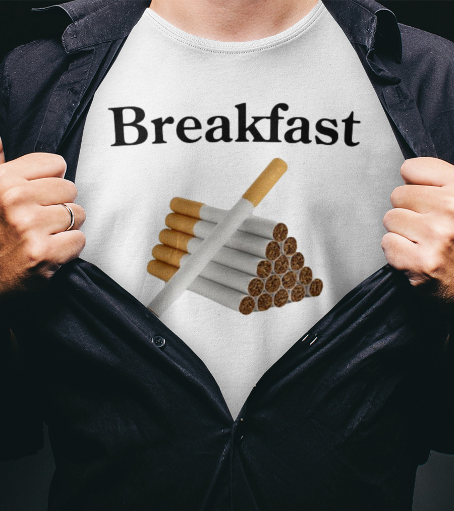 Breakfast Cigarette Stacked Cigarettes Pyramid T-Shirt
