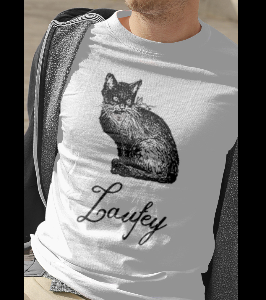 Laufey Black Cat Red Bow Silhouette T-Shirt