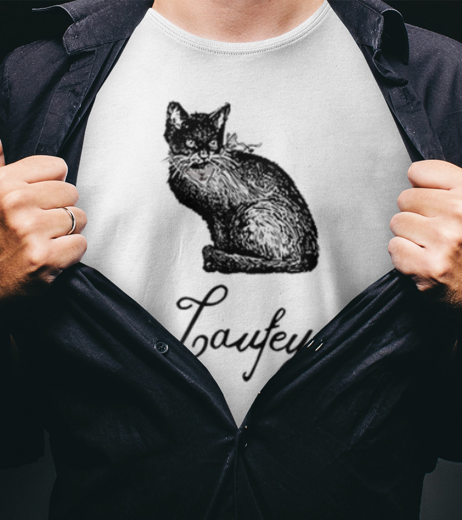 Laufey Black Cat Red Bow Silhouette T-Shirt