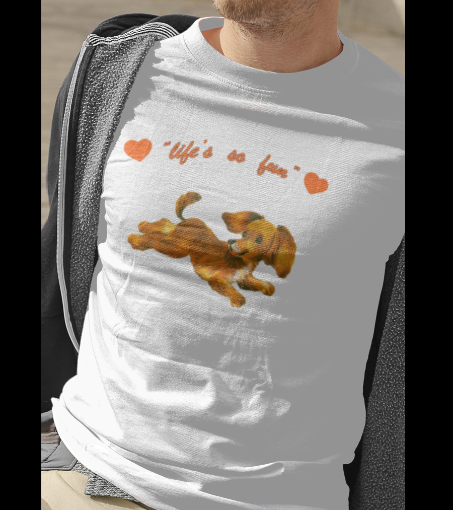 Life's So Fun Playful Dog Hearts T-Shirt