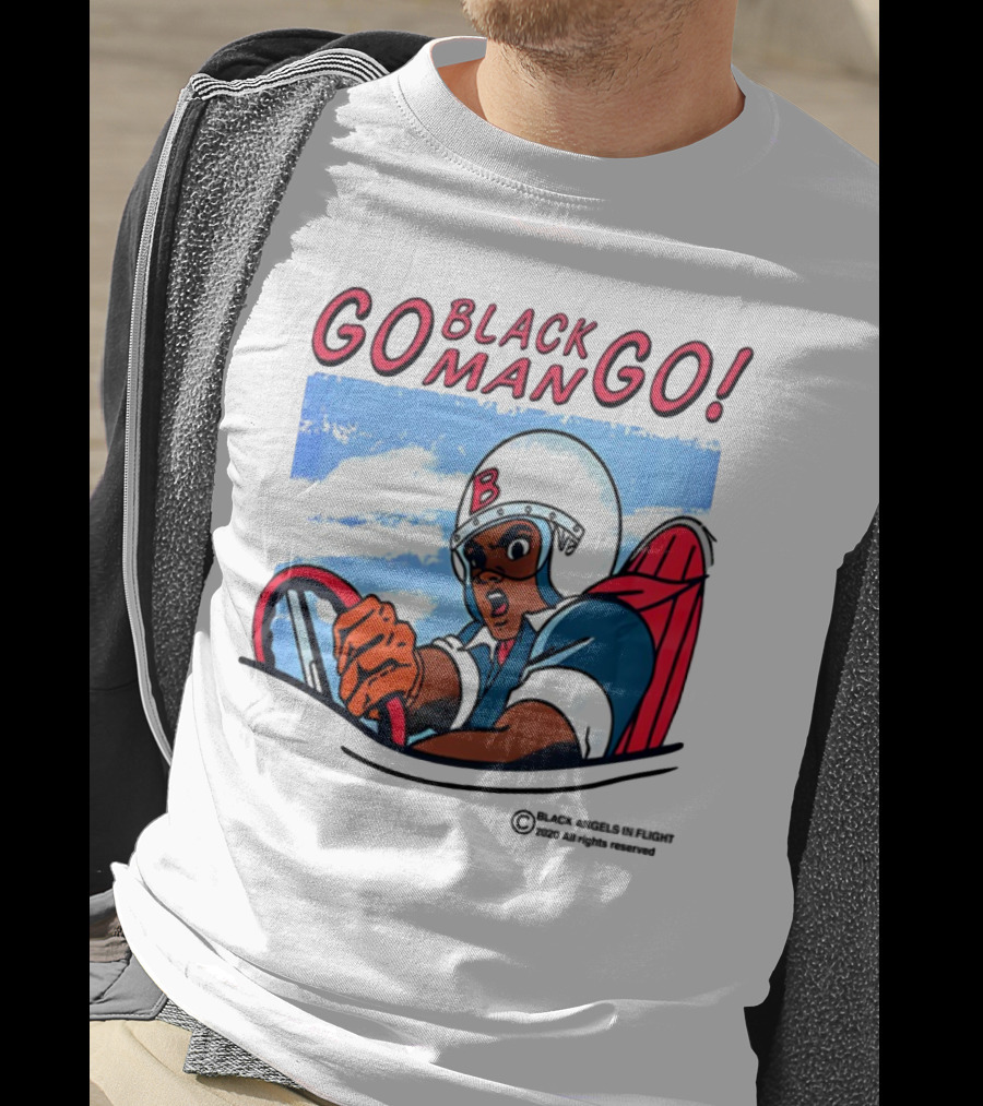 Metro Boomin Go Black Man Go Racer B Helmet Black Angels In Flight Text T-Shirt