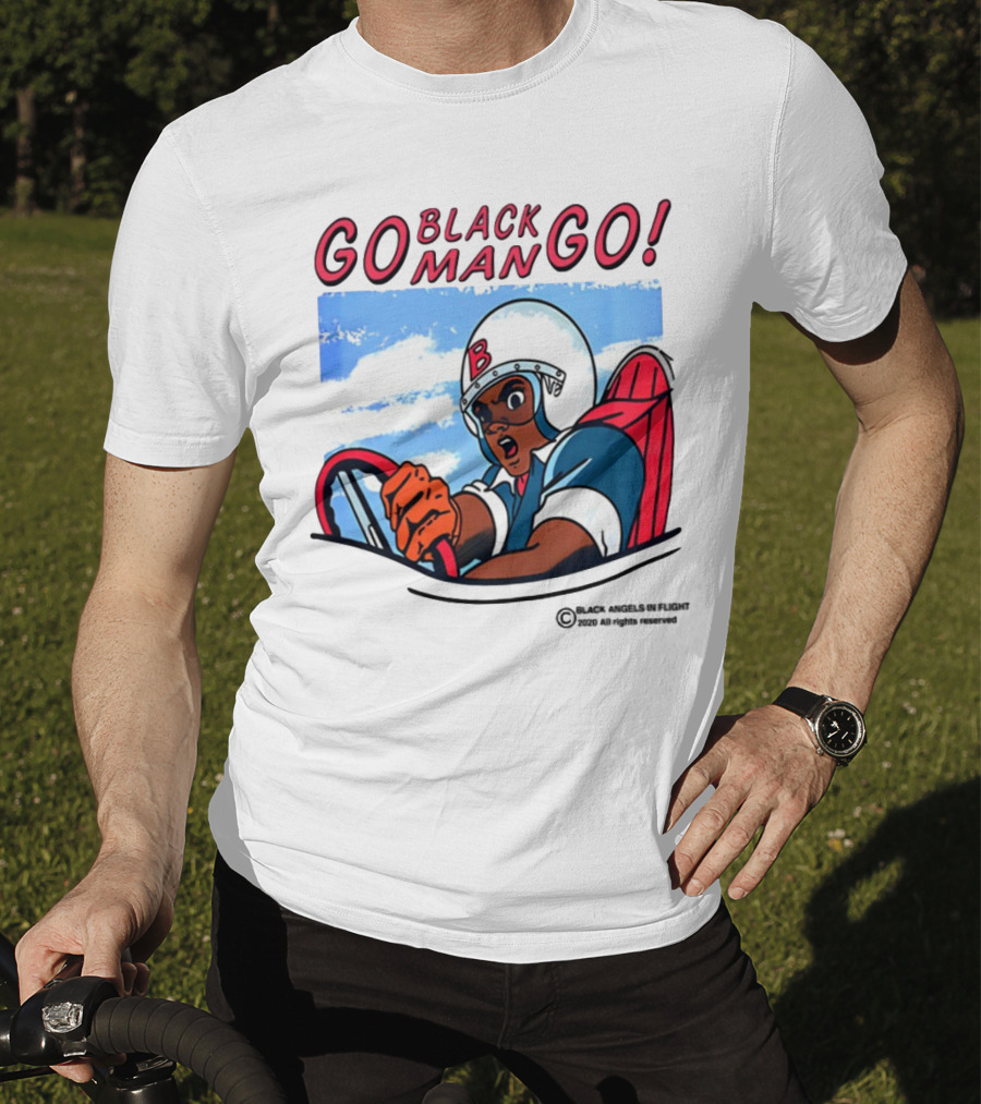 Metro Boomin Go Black Man Go Racer B Helmet Black Angels In Flight Text T-Shirt