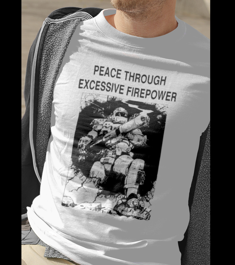 Peace Through Excessive Firepower Combat Tank And Missile Illustration T-Shirt