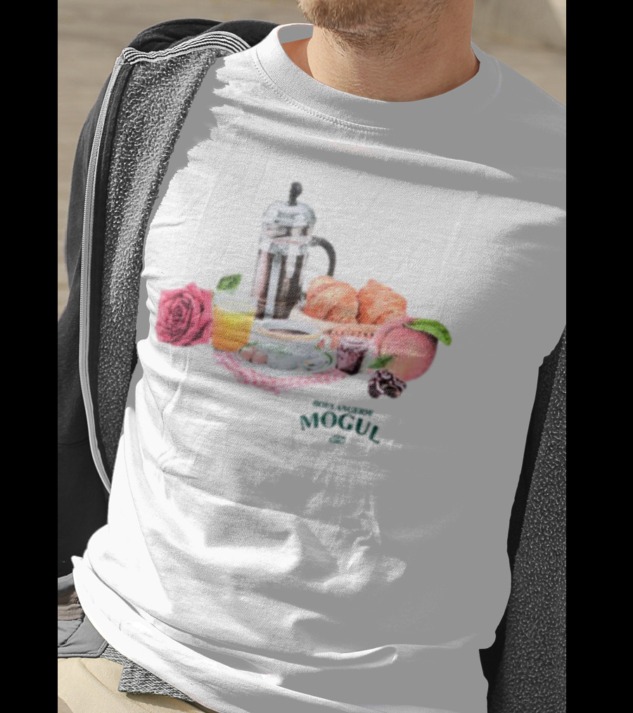 Vintage Breakfast Spread With French Press Coffee And Croissants T-Shirt