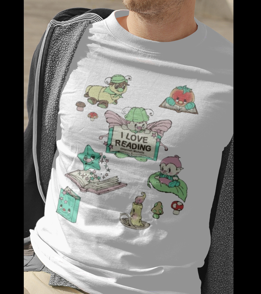 I Love Reading Hannah Michelle Cute Fantasy Characters And Books T-Shirt