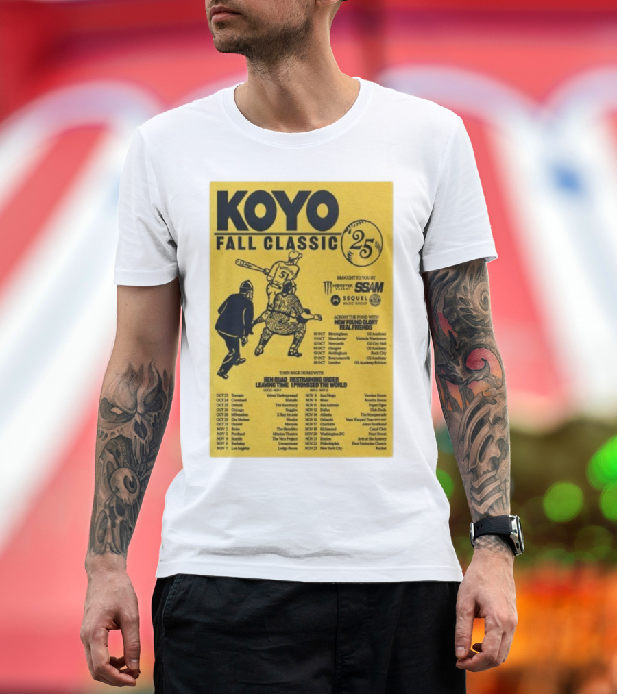 Koyo Fall Classic 2025 Tour Featuring New Found Glory Real Friends Ben Quad Restraining Order T-Shirt