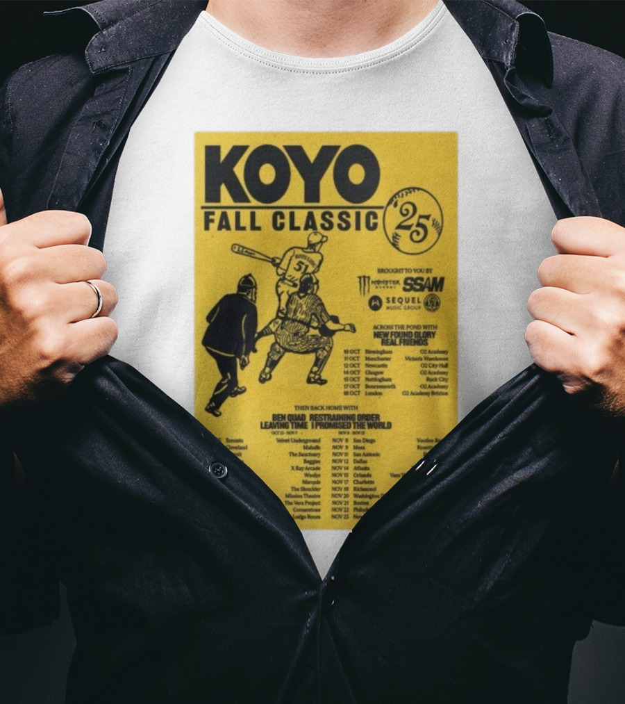 Koyo Fall Classic 2025 Tour Featuring New Found Glory Real Friends Ben Quad Restraining Order T-Shirt