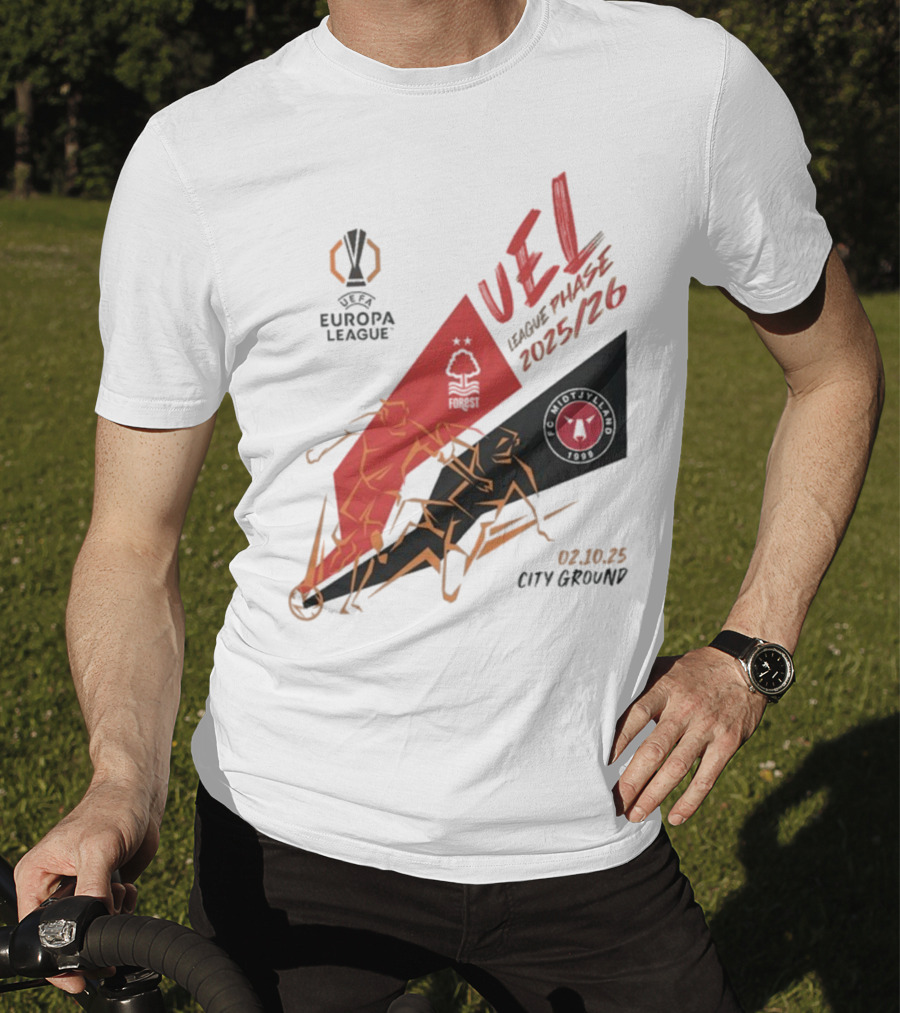 Nottingham Forest Vs FC Midtjylland Europa League 2025/26 League Phase City Ground 02.10.25 T-Shirt