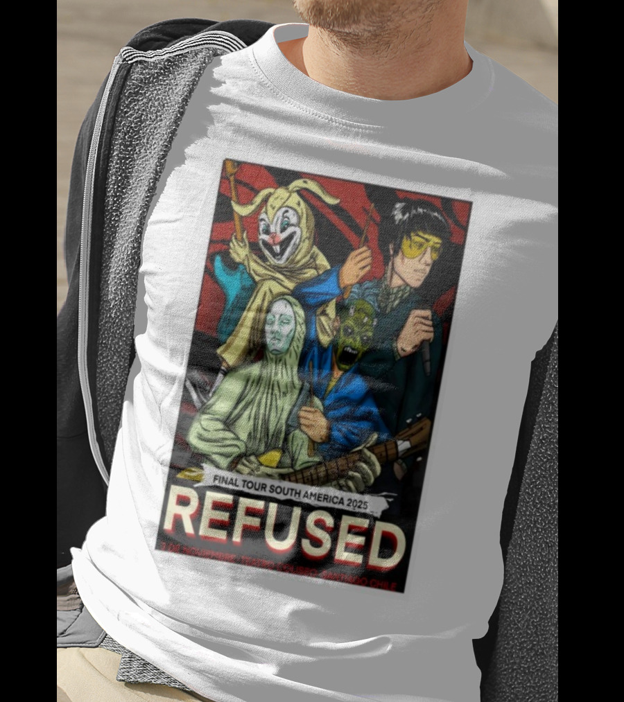 Refused Final Tour South America 2025 Teatro Coliseo Santiago Chile 3 De Noviembre Masked Band Illustration T-Shirt