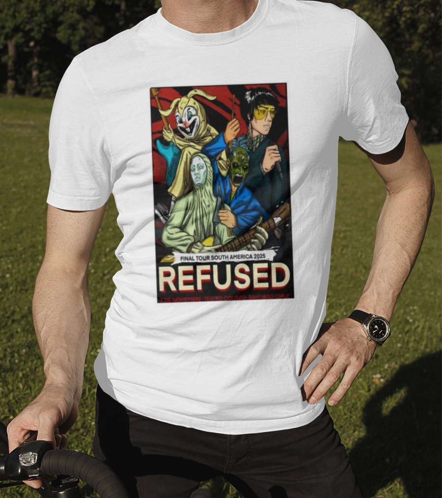 Refused Final Tour South America 2025 Teatro Coliseo Santiago Chile 3 De Noviembre Masked Band Illustration T-Shirt