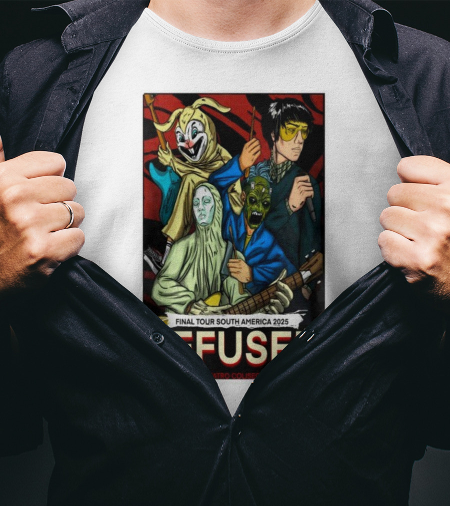 Refused Final Tour South America 2025 Teatro Coliseo Santiago Chile 3 De Noviembre Masked Band Illustration T-Shirt