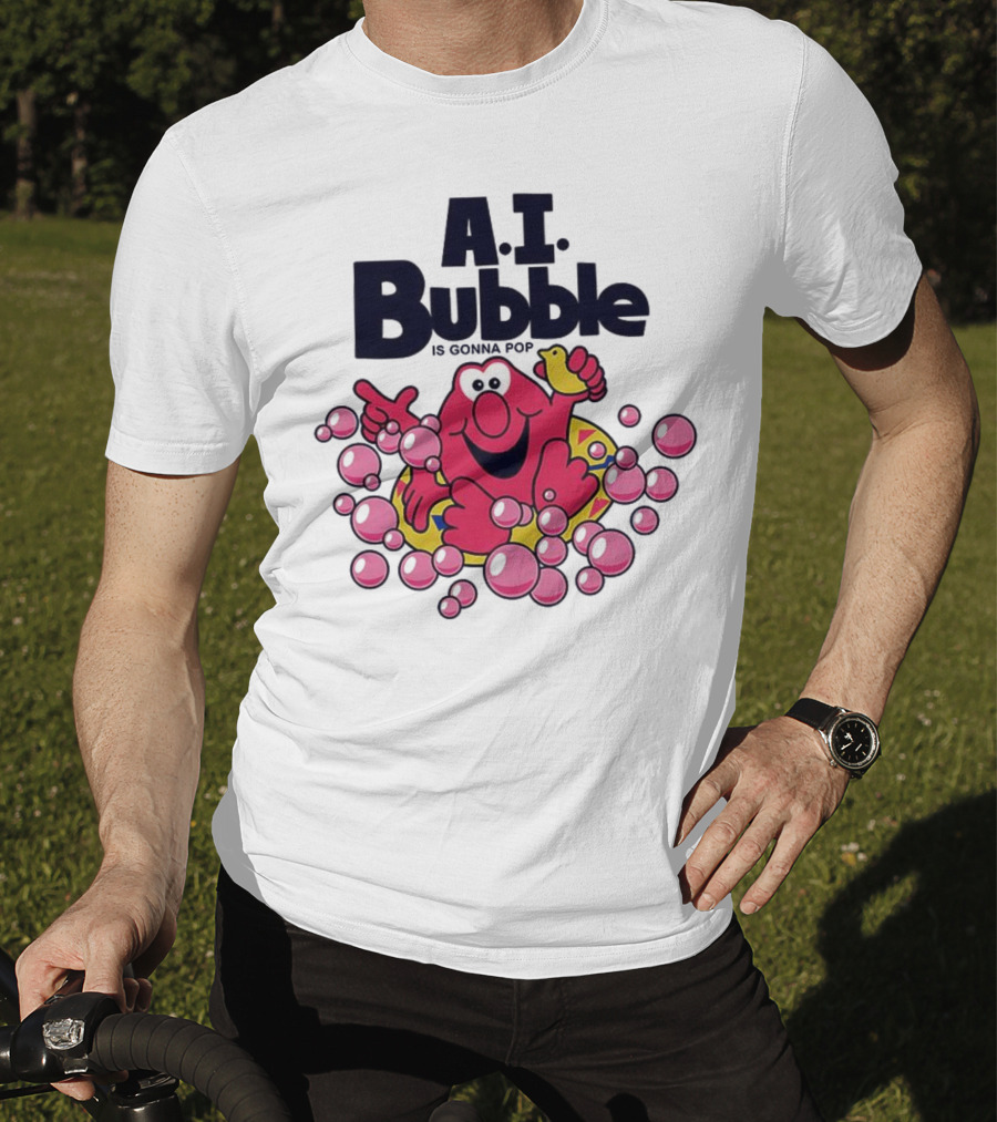 A.I. Bubble Is Gonna Pop Funny Red Character With Pink Bubbles T-Shirt