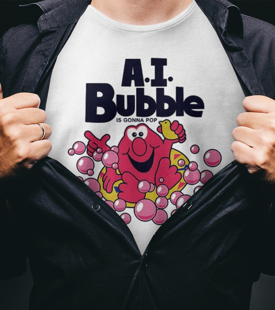 A.I. Bubble Is Gonna Pop Funny Red Character With Pink Bubbles T-Shirt