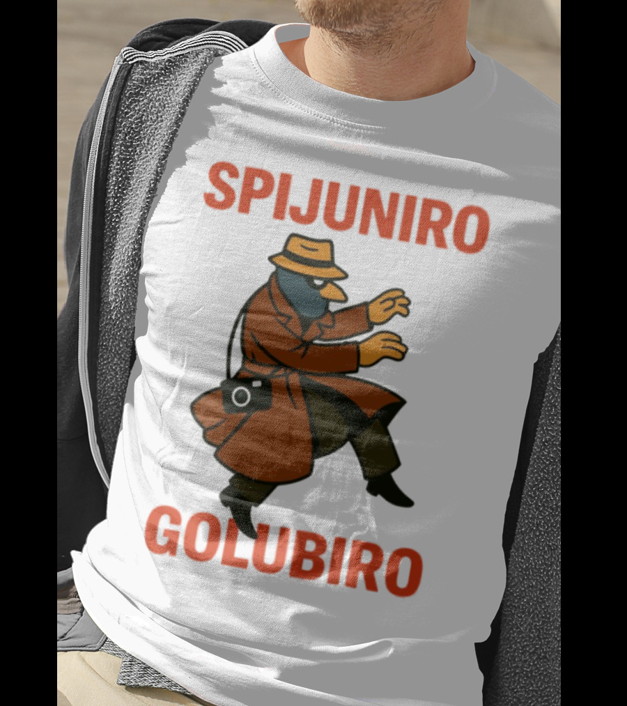 Spijuniro Golubiro Spy Pigeon In Trench Coat And Hat Retro Style T-Shirt