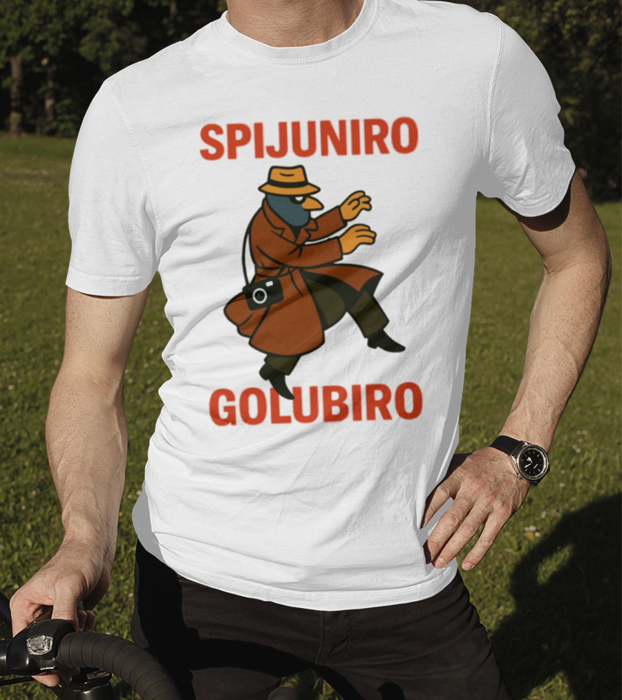 Spijuniro Golubiro Spy Pigeon In Trench Coat And Hat Retro Style T-Shirt