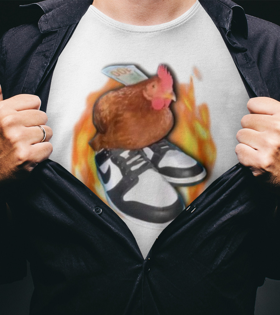 Cringeytees Swag Chicken Money Sneakers Flame Comedic Fashion T-Shirt
