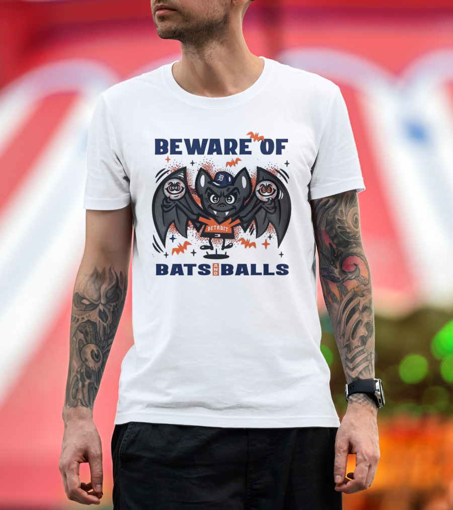 Beware Of Bats And Balls Detroit Halloween Baseball Theme T-Shirt