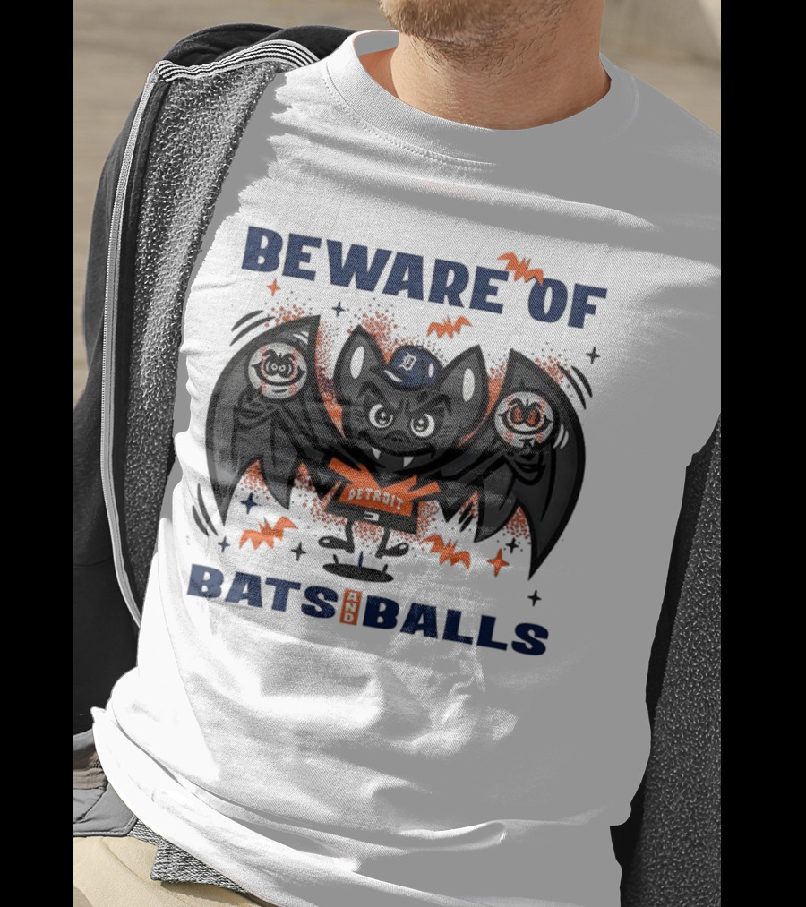 Beware Of Bats And Balls Detroit Halloween Baseball Theme T-Shirt