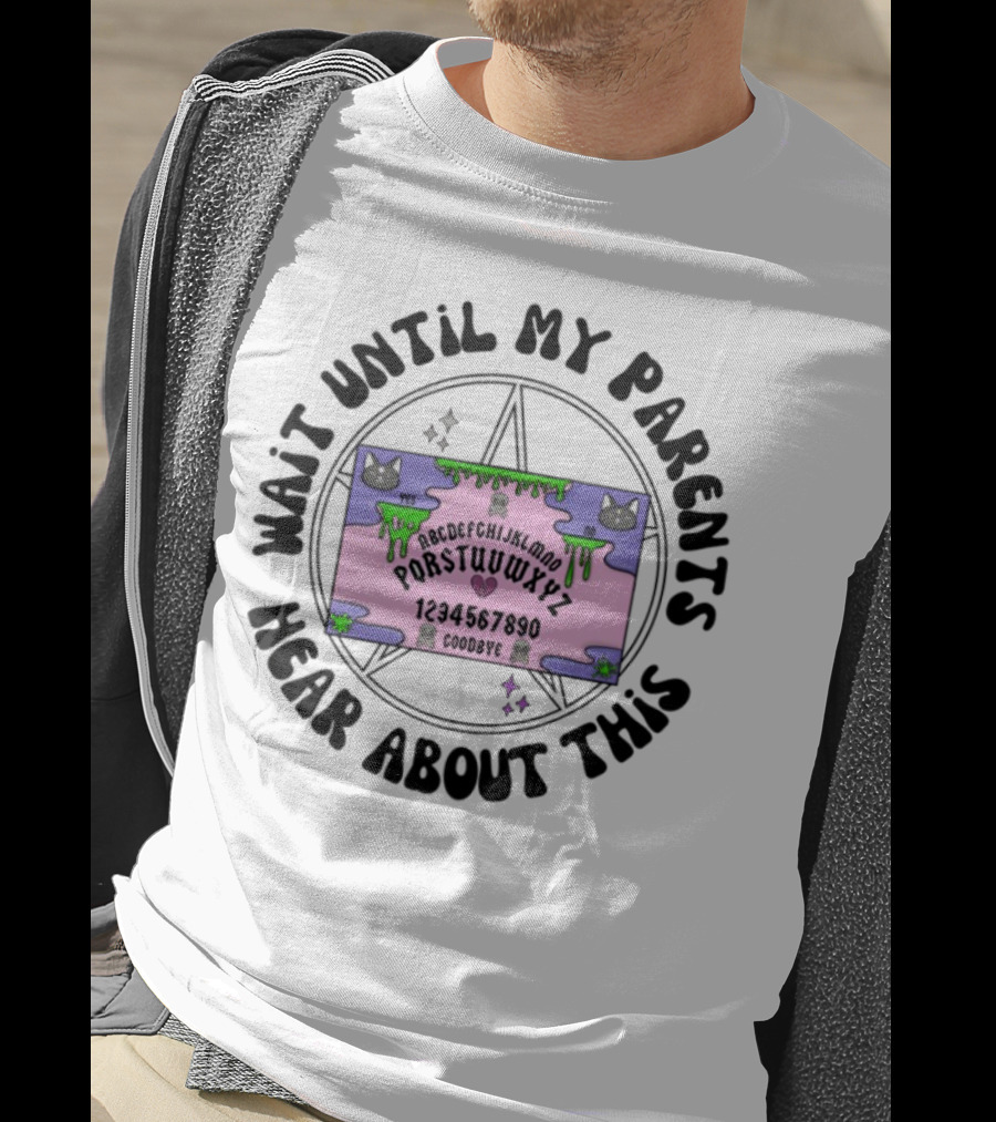 Double Cross Co Ouija Cat Slime Alphabet Yes No Goodbye T-Shirt