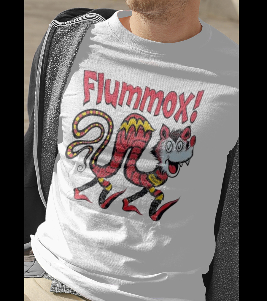 Flummox Seussian Opossum Pal Red Yellow Striped Creature T-Shirt