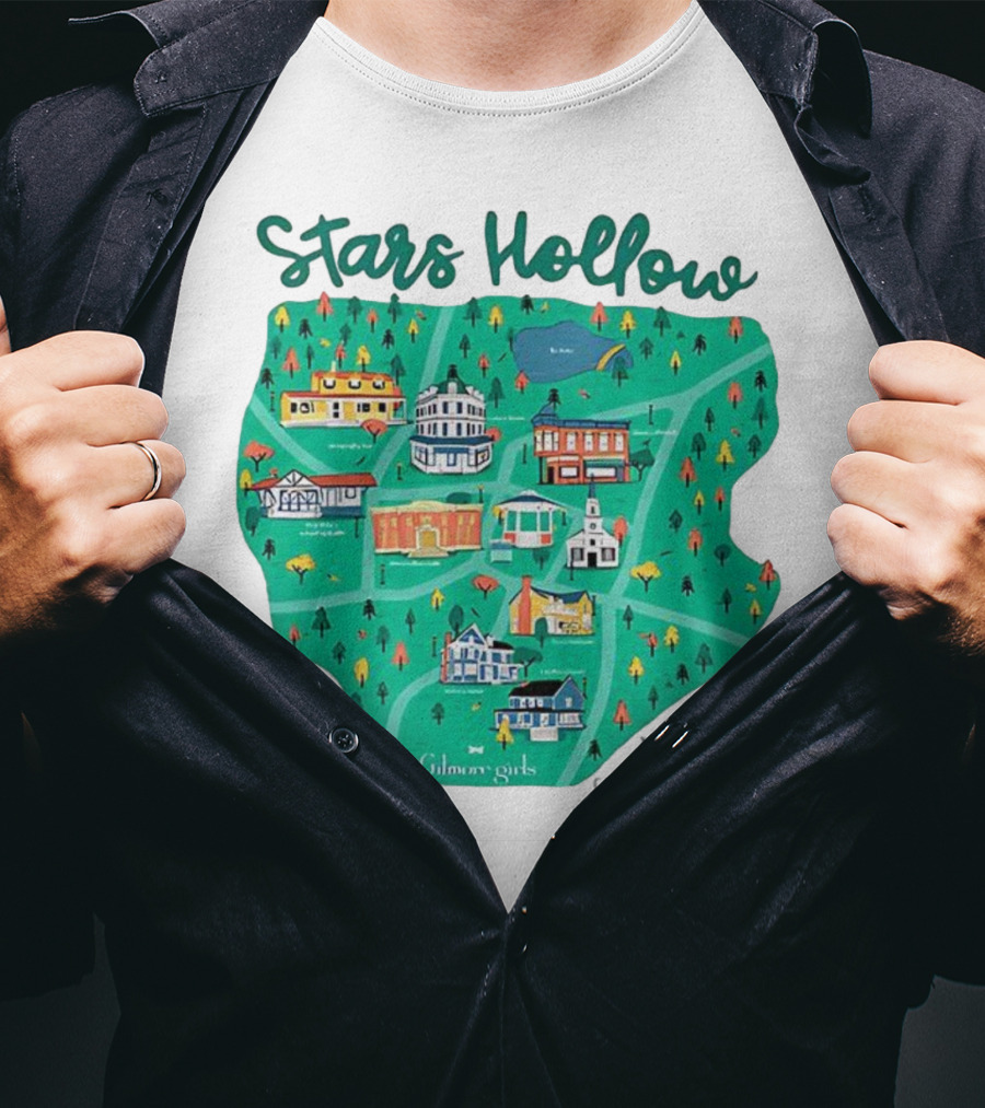 Stars Hollow Map Gilmore Girls Town Landmarks T-Shirt