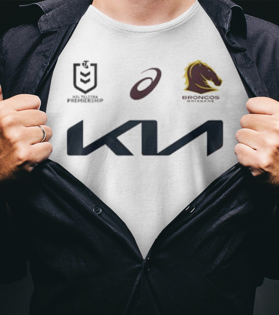 Kia Brisbane Broncos 2025 NRL Away Jersey Asics National Rugby League T-Shirt