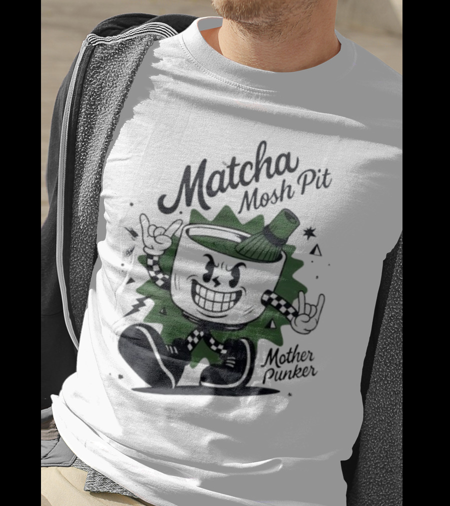 Matcha Mosh Pit Mother Punker Cartoon Cup With Whisk T-Shirt