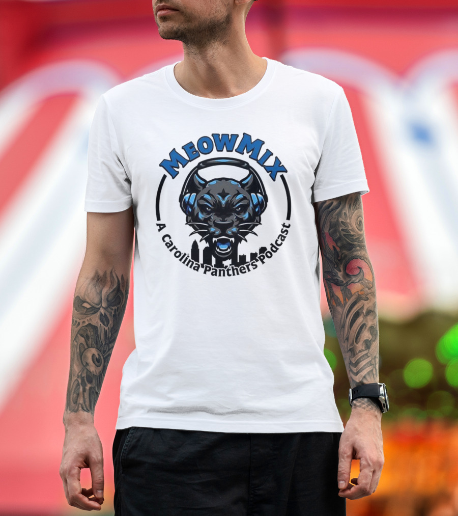 Meow MIX Carolina Panthers Podcast Panther Headphone Art T-Shirt
